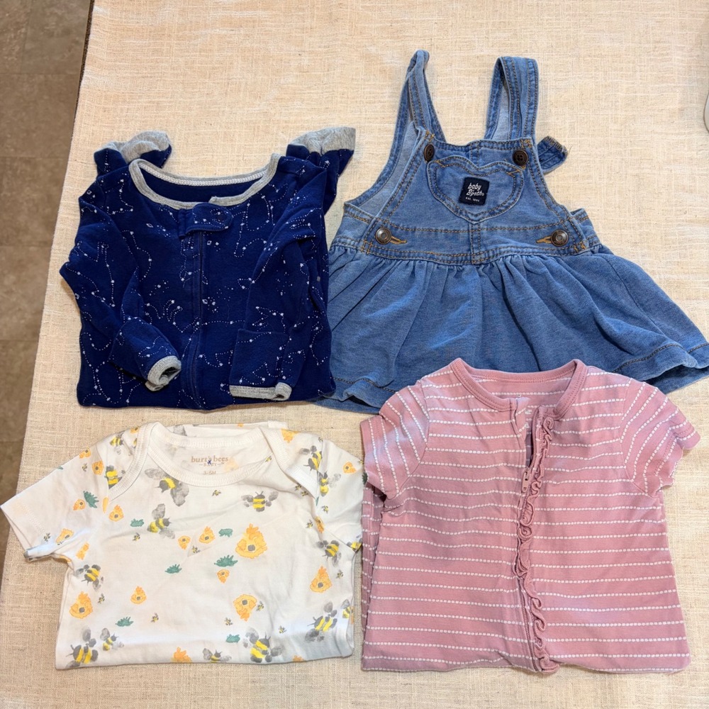 Burt's Bees Cloud Island Baby Gap Mixed Clothing Lot 0-6M Bee Star Denim Pink
